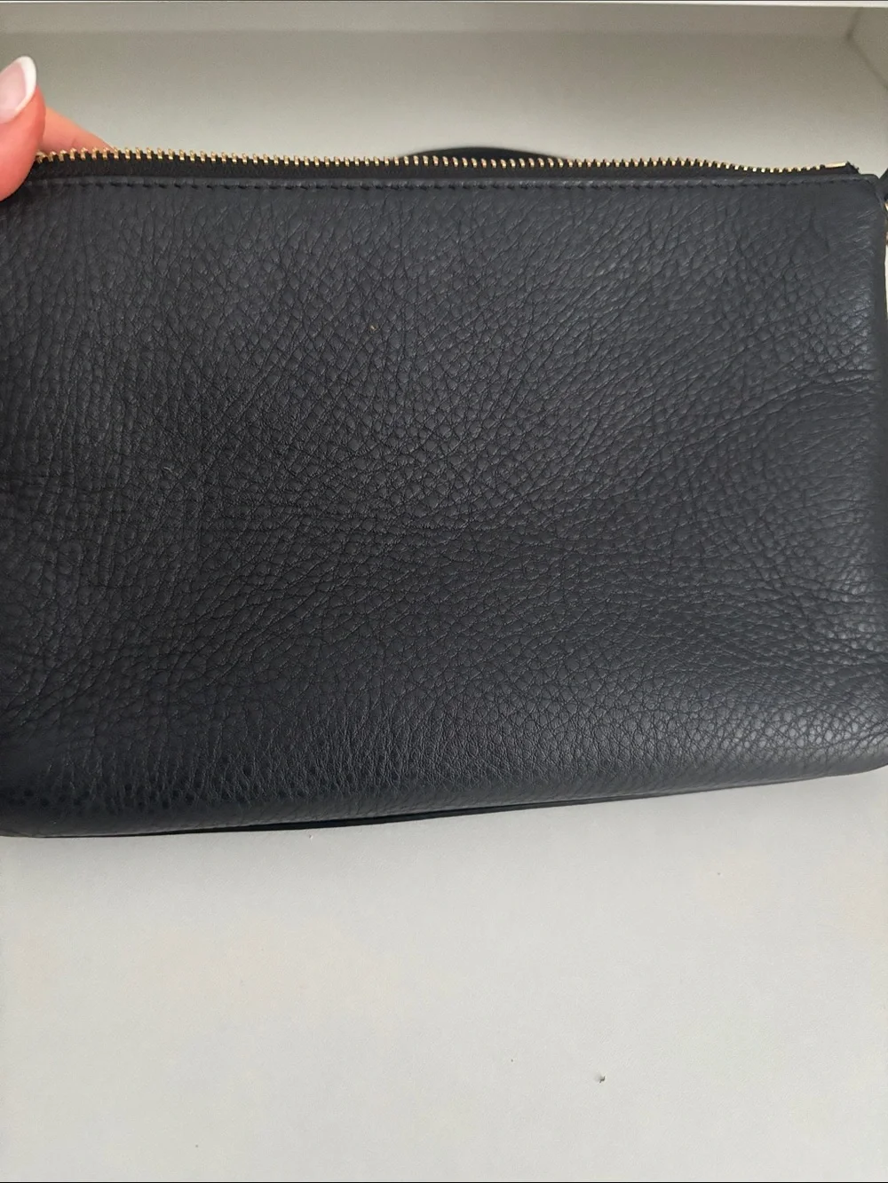 Tory Burch Black Leather Crossbody Clutch with Gold Logo